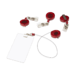 Porta Gafetes de Plástico rígido tipo yoyo de color rojo listos para personalizar en PLASTKKO.